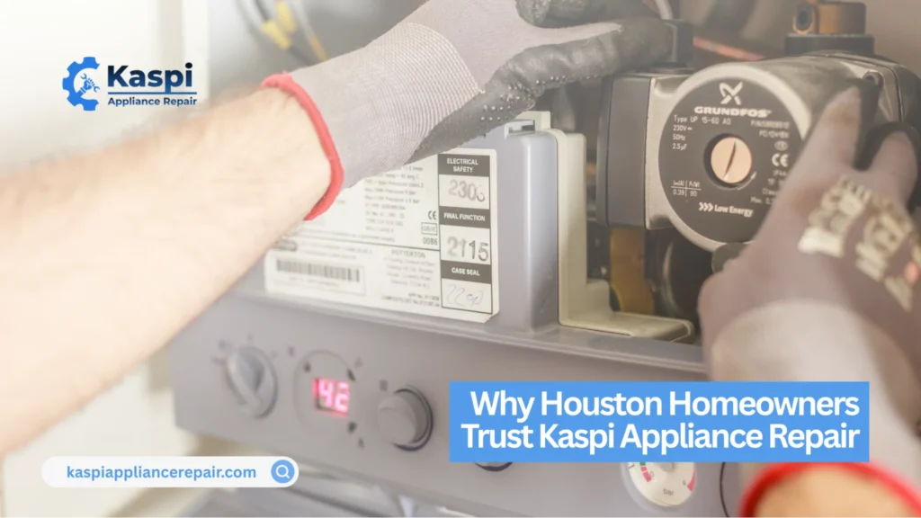 Technician repairing a wine cooler fan not working properly in a Houston home