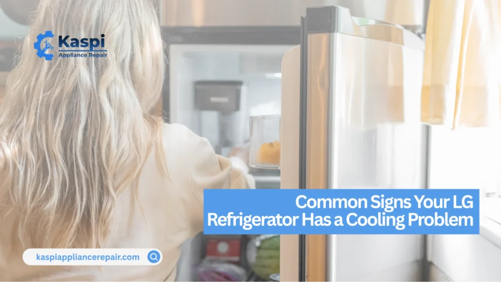 Food stored inside an LG refrigerator showing signs of cooling problems due to rising temperatures.