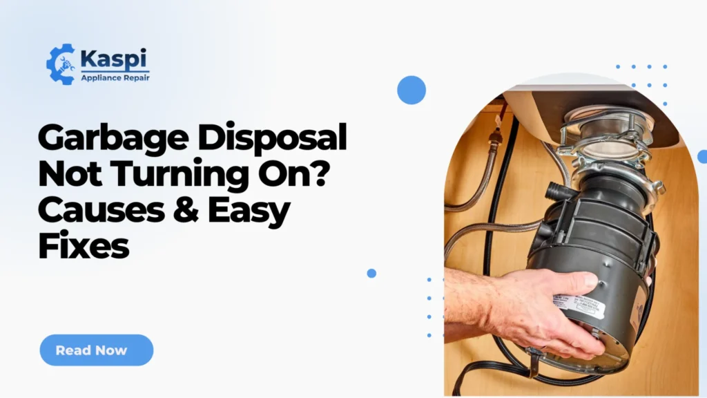 Technician inspecting a garbage disposal that is not turning on