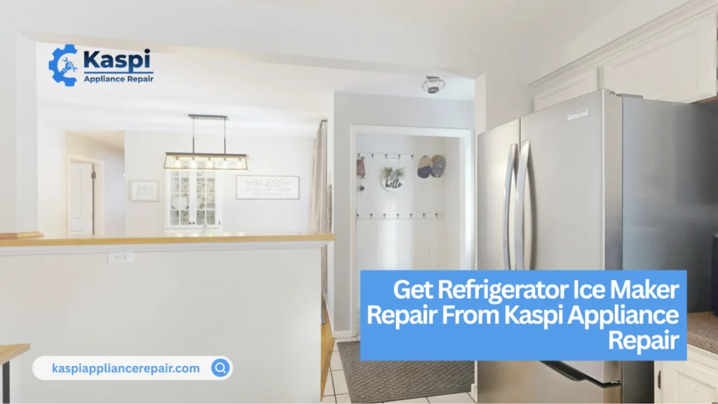 Kaspi Appliance Repair technician diagnosing a refrigerator after the ice maker stopped working